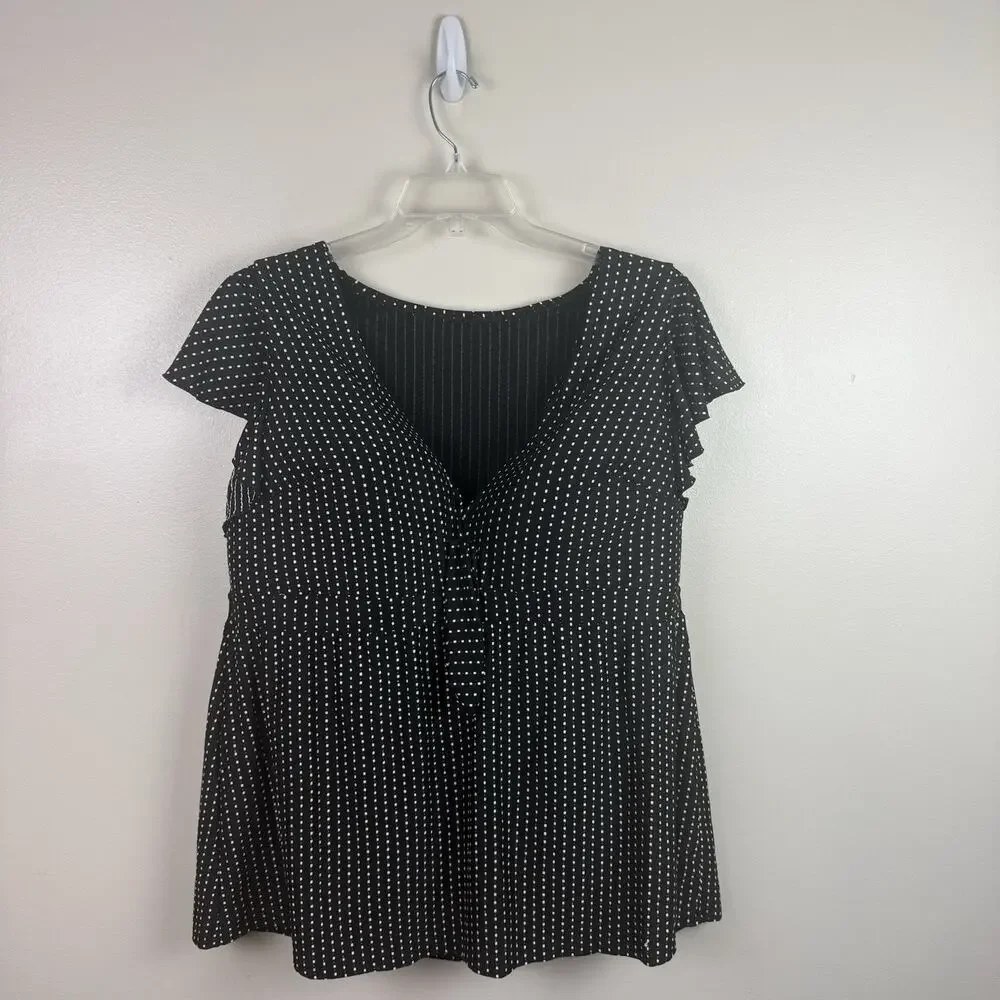 Lane Bryant Cacique Swim Black Textured Polka Dot Swim Skirt Size 26